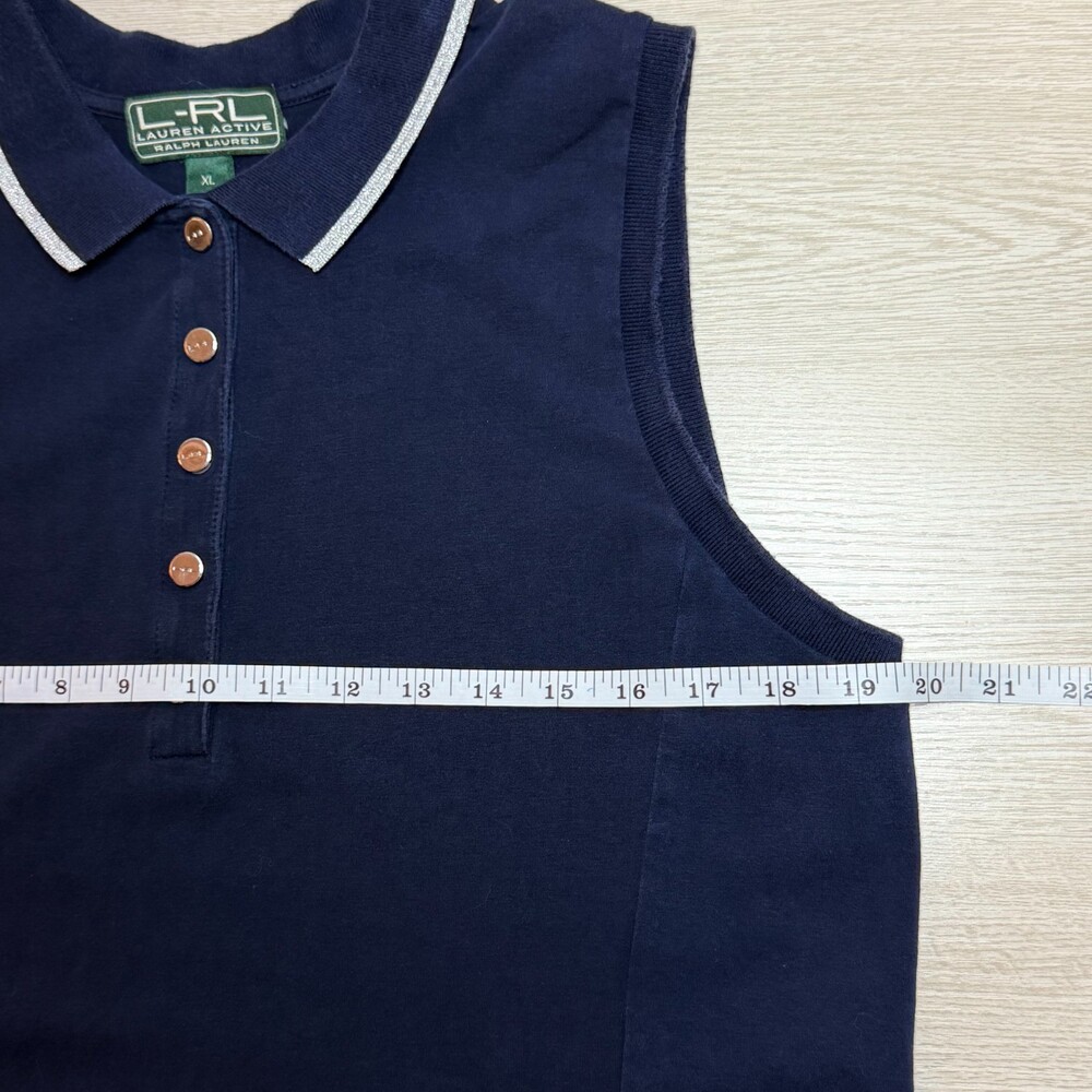 Lauren Ralph Lauren Sundress Womens XL Navy Collared Sleeveless Mid Length - Picture 9 of 11